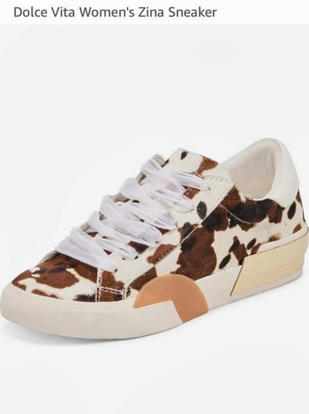 Dolce Vita Zina Sneaker Women's White & Brown Animal Print - BRAND NEW